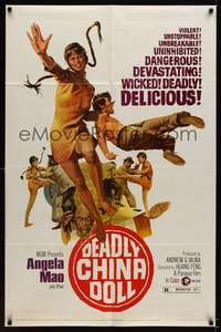 2m249 DEADLY CHINA DOLL 1sh '73 artwork of sexy Angela Mao, violent & delicious!