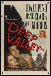 2m255 DEEP VALLEY signed 1sh '47 by Ida Lupino, cool mountain art design!