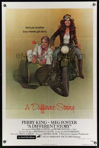 2m268 DIFFERENT STORY 1sh '78 art of Meg Foster on motorcycle & Perry King in sidecar by Obrero!