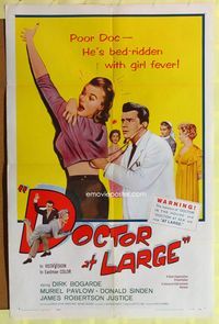 2m273 DOCTOR AT LARGE 1sh '57 Dr. Dirk Bogarde is bed-ridden with girl fever!