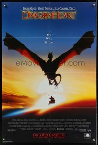 2m287 DRAGONHEART video 1sh '96 Dennis Quaid, Sean Connery as huge dragon!