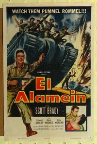 2m300 EL ALAMEIN 1sh '53 Scott Brady, Edward Ashley, cool tank artwork, watch them pummel Rommel!