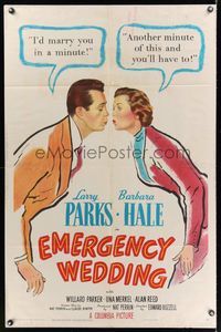 2m303 EMERGENCY WEDDING 1sh '50 Larry Parks would marry Barbara Hale in a minute!