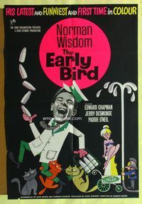 2m293 EARLY BIRD English 1sh '65 wacky artwork of milkman Norman Wisdom, English!