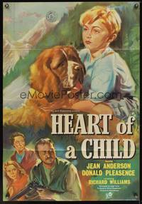 2m425 HEART OF A CHILD English 1sh '58 great boy-and-his-dog artwork!