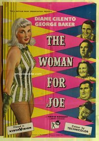 2m977 WOMAN FOR JOE English 1sh '55 sexy full-length art of Diane Cilento, George Baker!