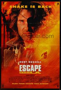 2m311 ESCAPE FROM L.A. advance DS 1sh '96 John Carpenter, Kurt Russell returns as Snake Plissken!