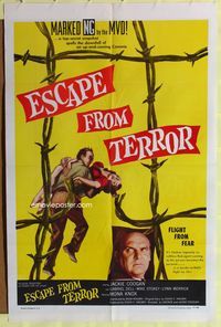 2m312 ESCAPE FROM TERROR 1sh '57 top secret KGB agent Jackie Coogan is on the run!
