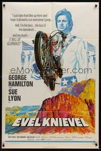 2m313 EVEL KNIEVEL 1sh '71 George Hamilton is THE daredevil, great art of motorcycle jump!