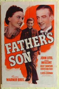 2m331 FATHER'S SON 1sh '41 John Litel, Frieda Inescort, Billy Dawson!