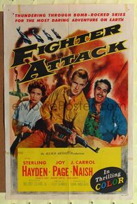 2m336 FIGHTER ATTACK 1sh '53 Sterling Hayden with machine gun, Joy Page, J. Carrol Naish!