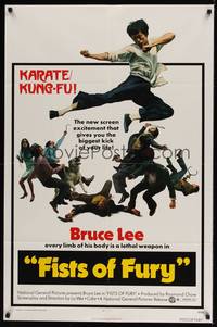 2m342 FISTS OF FURY 1sh '73 Bruce Lee gives you the biggest kick of your life, great kung fu image