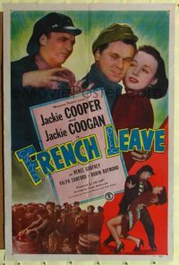 2m356 FRENCH LEAVE 1sh '48 kid stars Jackie Cooper & Jackie Coogan all grown up and romancing!