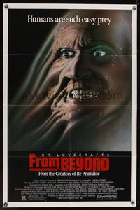 2m359 FROM BEYOND 1sh '86 H.P. Lovecraft, wild sci-fi horror image, humans are such easy prey!