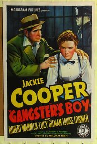 2m367 GANGSTER'S BOY 1sh '38 stone litho of Jackie Cooper & Robert Warwick behind bars!
