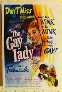 2m371 GAY LADY 1sh '49 Jean Kent, English comedy, from her wink to her mink, this lady was gay!