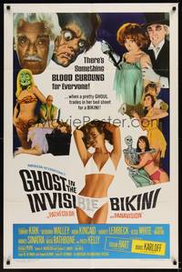 2m373 GHOST IN THE INVISIBLE BIKINI 1sh '66 Boris Karloff + sexy girls & wacky horror images!