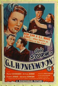 2m364 G.I. HONEYMOON 1sh '45 Gale Storm, Peter Cookson, how can a G.I. make love with no privacy!
