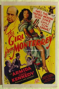 2m375 GIRL FROM MONTERREY 1sh '43 full-length image of sexy Armida, Edgar Kennedy!