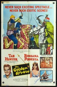 2m390 GOLDEN ARROW signed 1sh '63 by Tab Hunter, exciting spectacle & high adventure!