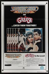 2m397 GREASE/SATURDAY NIGHT FEVER 1sh '79 John Travolta dancing & with Olivia Newton-John!