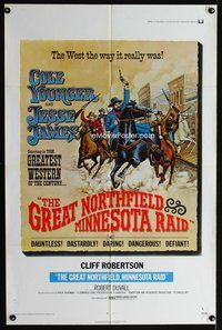 2m398 GREAT NORTHFIELD MINNESOTA RAID 1sh '72 cool artwork of wild west outlaws!