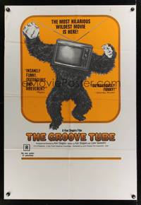 2m404 GROOVE TUBE 1sh '74 Chevy Chase, like TV's Saturday Night Live, wild image of gorilla w/tv!