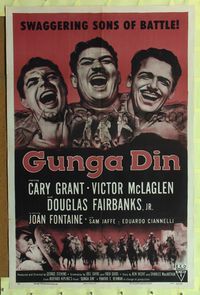 2m410 GUNGA DIN 1sh R54 art of laughing Cary Grant, Douglas Fairbanks Jr., Victor McLaglen!