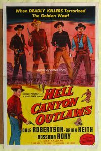 2m430 HELL CANYON OUTLAWS 1sh '57 Dale Robertson, Brian Keith, deadly killers terrorized the west!