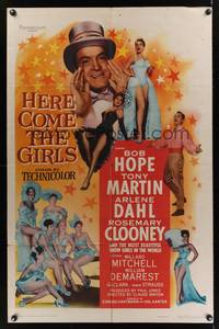 2m436 HERE COME THE GIRLS 1sh '53 Bob Hope, Tony Martin & most beautiful showgirls!