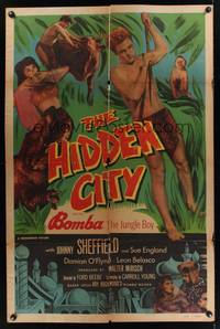 2m440 HIDDEN CITY 1sh '50 great images of Johnny Sheffield as Bomba the Jungle Boy!
