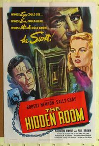 2m442 HIDDEN ROOM 1sh '49 really cool mystery artwork of Sally Gray & Robert Newton!
