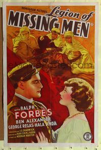 2m532 LEGION OF MISSING MEN 1sh '37 really cool artwork of desert soldiers, Ralph Forbes!