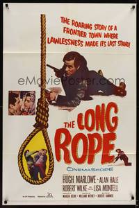 2m541 LONG ROPE 1sh '61 town where lawlessness made its last stand staked out by the Devil!