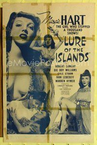 2m546 LURE OF THE ISLANDS 1sh R50 sexy Margie Hart, the girl who stopped a thousand shows!