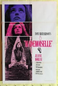 2m549 MADEMOISELLE 1sh '66 sexy Jeanne Moreau, directed by Tony Richardson!