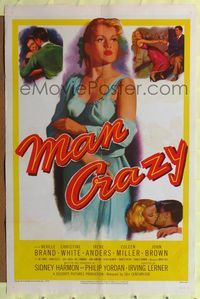 2m555 MAN CRAZY 1sh '53 artwork of very sexy bad girl Christine White!