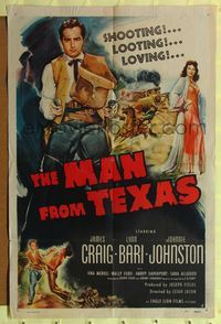 2m558 MAN FROM TEXAS 1sh '48 great art of James Craig pointing two guns!