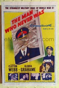 2m563 MAN WHO NEVER WAS 1sh '56 Clifton Webb, Gloria Grahame, strangest military hoax of WWII!