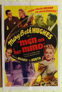 2m567 MEN ON HER MIND 1sh '44 pretty Mary Beth Hughes, truck driver to millionaire!