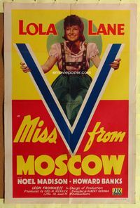 2m574 MISS V FROM MOSCOW 1sh '42 great image of Russian Lola Lane, WWII!