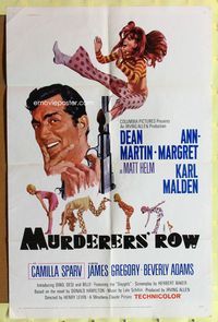 2m586 MURDERERS' ROW 1sh '66 art of spy Dean Martin as Matt Helm & sexy Ann-Margret by McGinnis!