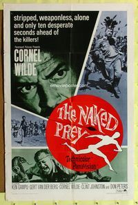 2m588 NAKED PREY 1sh '65 Cornel Wilde stripped and weaponless in Africa running from killers!