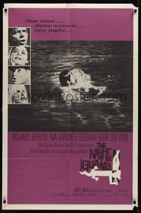 2m595 NIGHT OF THE IGUANA 1sh '64 Richard Burton, Ava Gardner, Sue Lyon, Deborah Kerr, John Huston