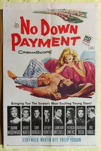 2m601 NO DOWN PAYMENT 1sh '57 Joanne Woodward, art of unfaithful sexy suburban couple!
