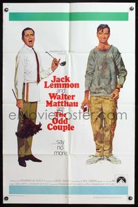 2m611 ODD COUPLE 1sh '68 art of best friends Walter Matthau & Jack Lemmon by Robert McGinnis!