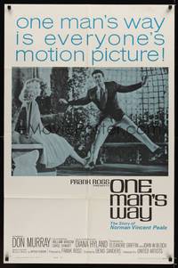 2m619 ONE MAN'S WAY style A 1sh '64 Don Murray stars in bio of Norman Vincent Peale!