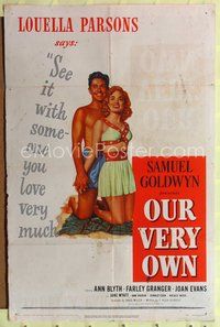 2m628 OUR VERY OWN style B 1sh '50 different art of sexy Ann Blyth & Farley Granger!