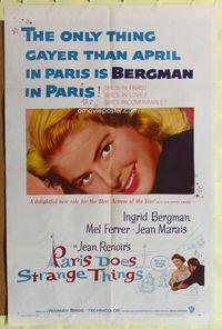 2m634 PARIS DOES STRANGE THINGS 1sh '57 Jean Renoir's Elena et les hommes, Ingrid Bergman!