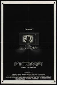 2m645 POLTERGEIST style B 1sh '82 Tobe Hooper, classic They're here image of little girl by TV!